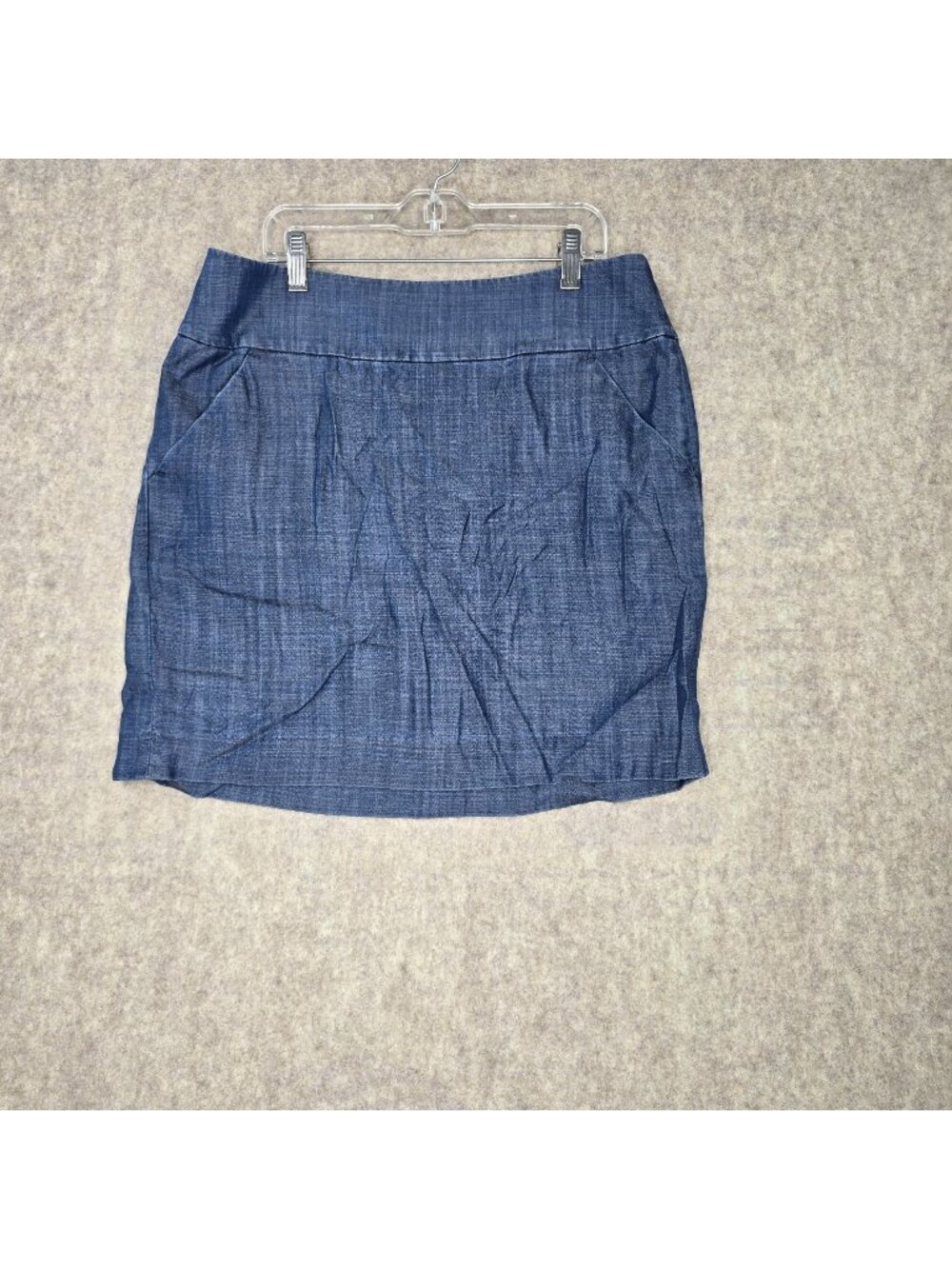 Ann Taylor Womens Blue Chambray Skirt Mid-Rise Size 8 Casual Lightweight Cotton